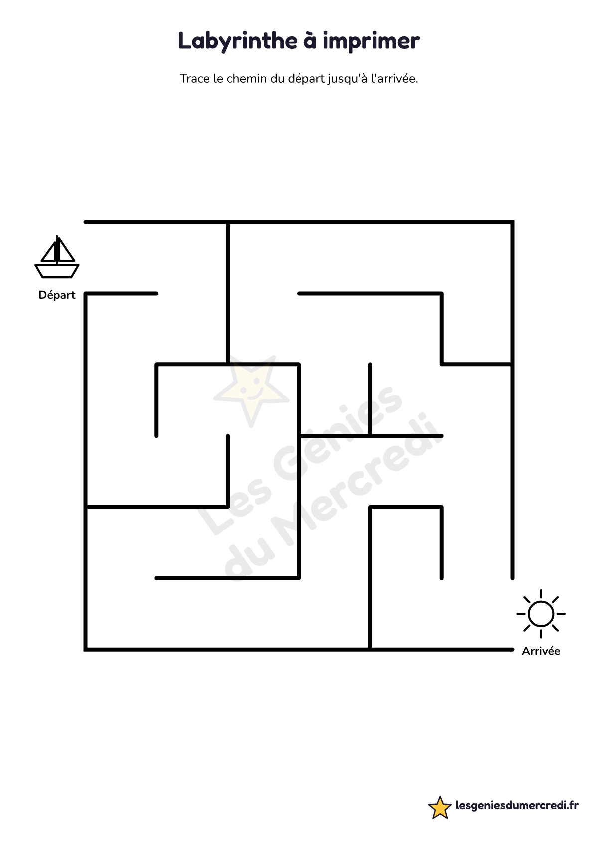 Fiche « Labyrinthe à imprimer » à imprimer (Facile), maternelle petite section, moyenne section, grande section