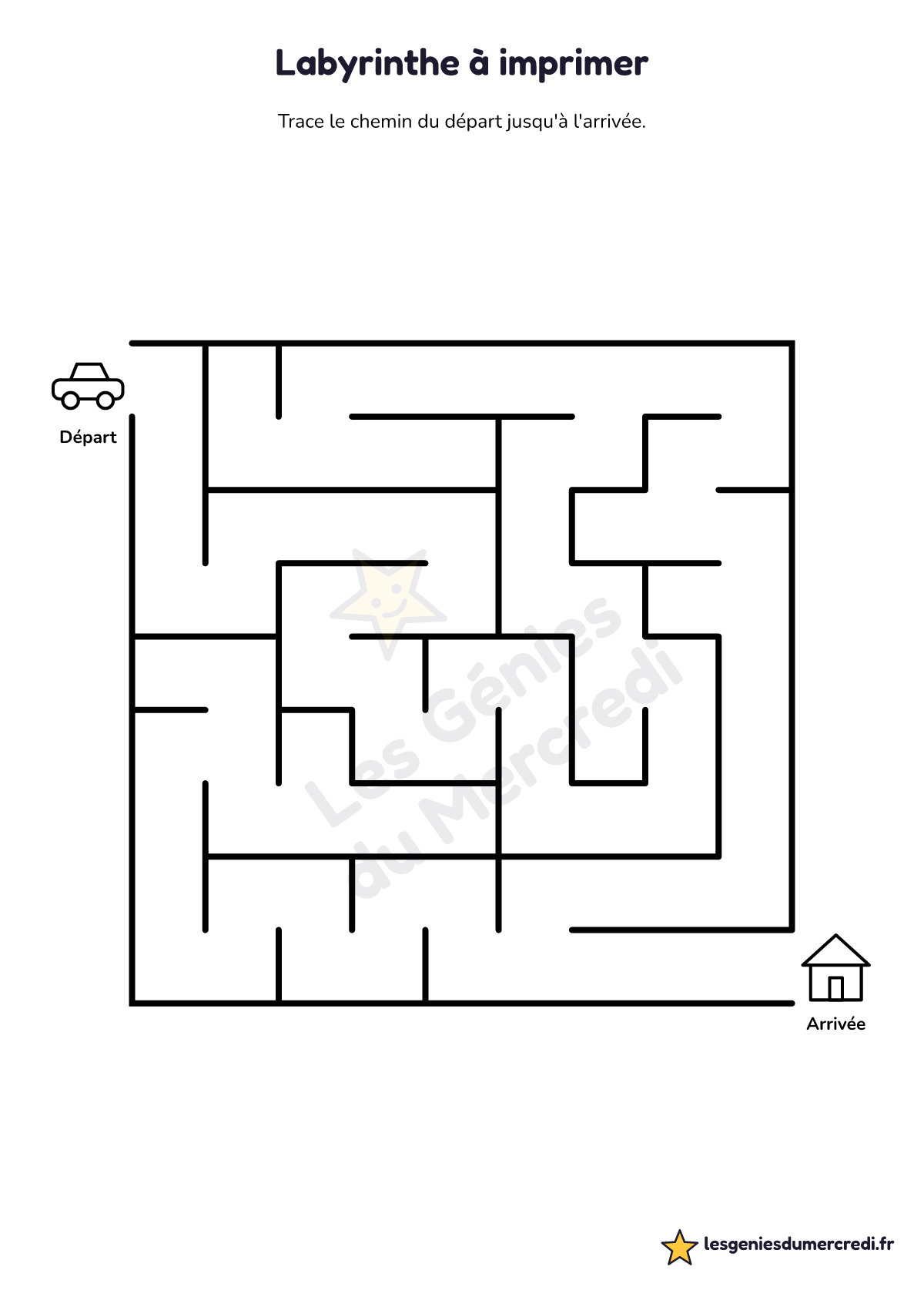Fiche « Labyrinthe à imprimer » à imprimer (Moyen), maternelle petite section, moyenne section, grande section